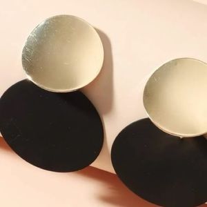 NWT Black Round Drop Earrings